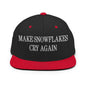 Make Snowflakes Cry Again Embroidered Flat Bill Brim Snapback Hat - Black/ Red
