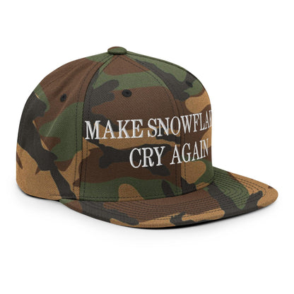 Make Snowflakes Cry Again Embroidered Flat Bill Brim Snapback Hat