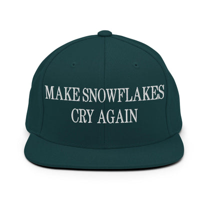Make Snowflakes Cry Again Embroidered Flat Bill Brim Snapback Hat - Spruce