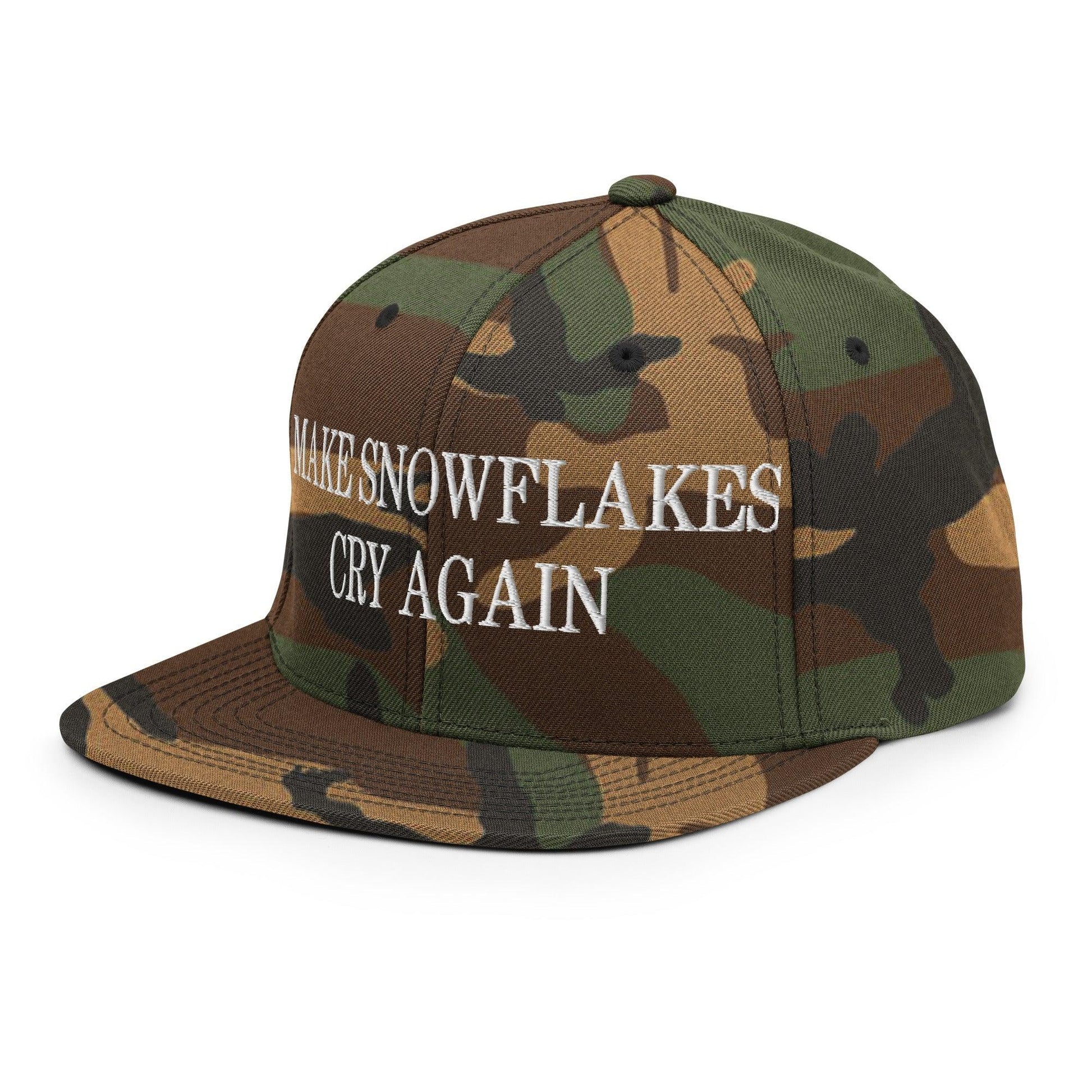 Make Snowflakes Cry Again Embroidered Flat Bill Brim Snapback Hat