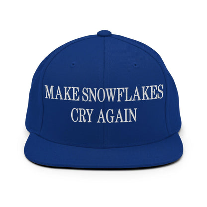 Make Snowflakes Cry Again Embroidered Flat Bill Brim Snapback Hat - Royal Blue