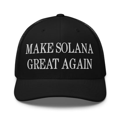 Black make Solana Great again embroidered retro mesh trucker hat for men and women