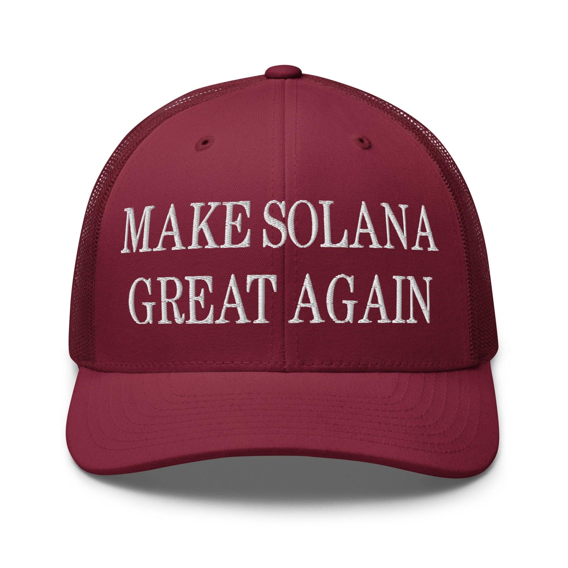 Maroon make Solana Great embroidered retro mesh trucker hat for casual style