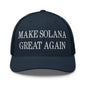 Dark blue Make Solana Great Again embroidered retro mesh trucker hat for stylish wear