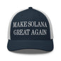 Navy and white make Solana great embroidered retro mesh trucker hat for stylish wear