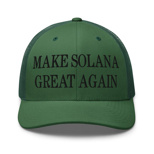 Make Solana Great Again Purple Pepe Embroidered Mesh Trucker Hat
