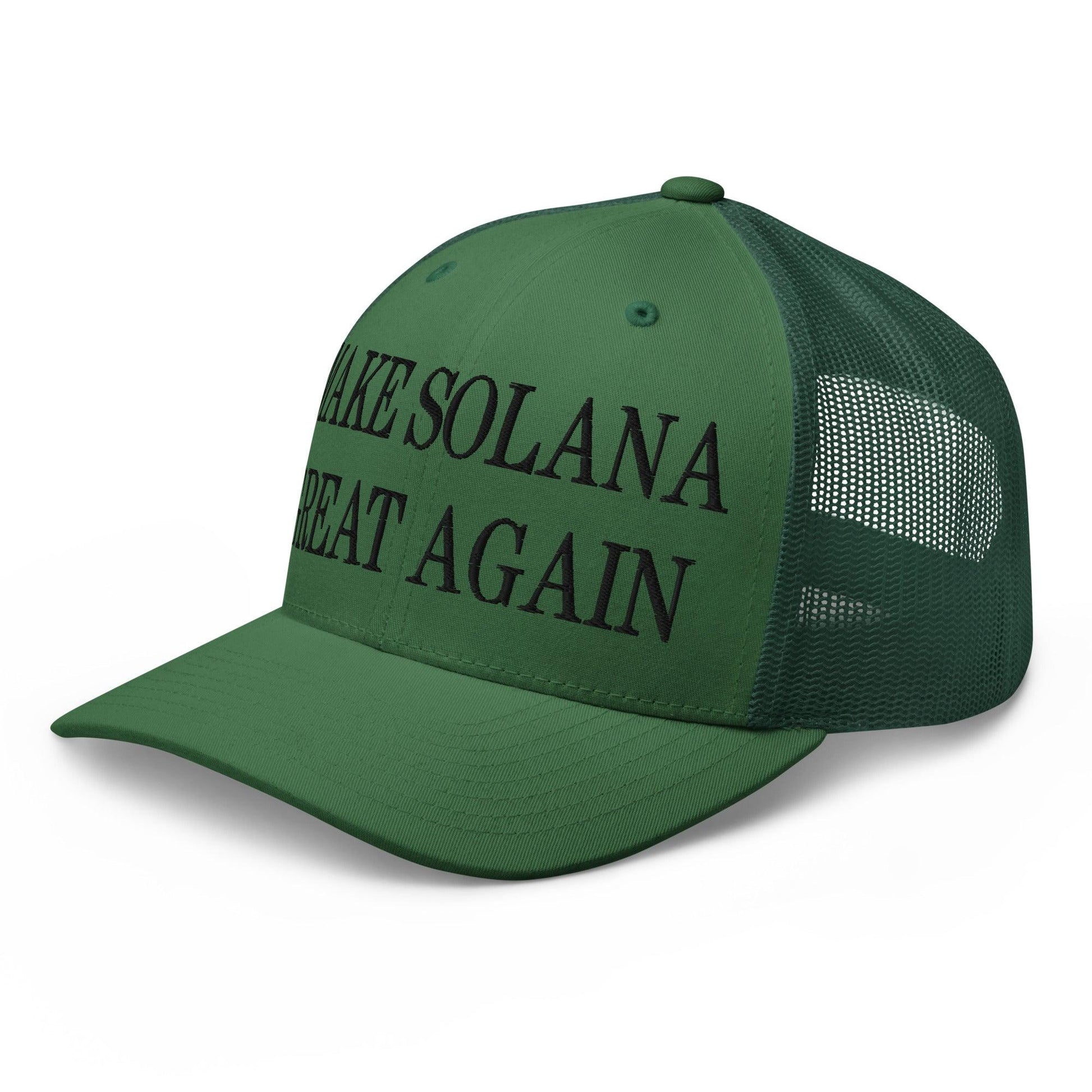 Make Solana Great Again Purple Pepe Embroidered Mesh Trucker Hat