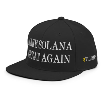 Black baseball cap with embroidery for Make Solana Great Again and Official Trump Meme Coin