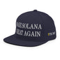 Navy blue Make Solana Great Again hat featuring Trump meme coin embroidery