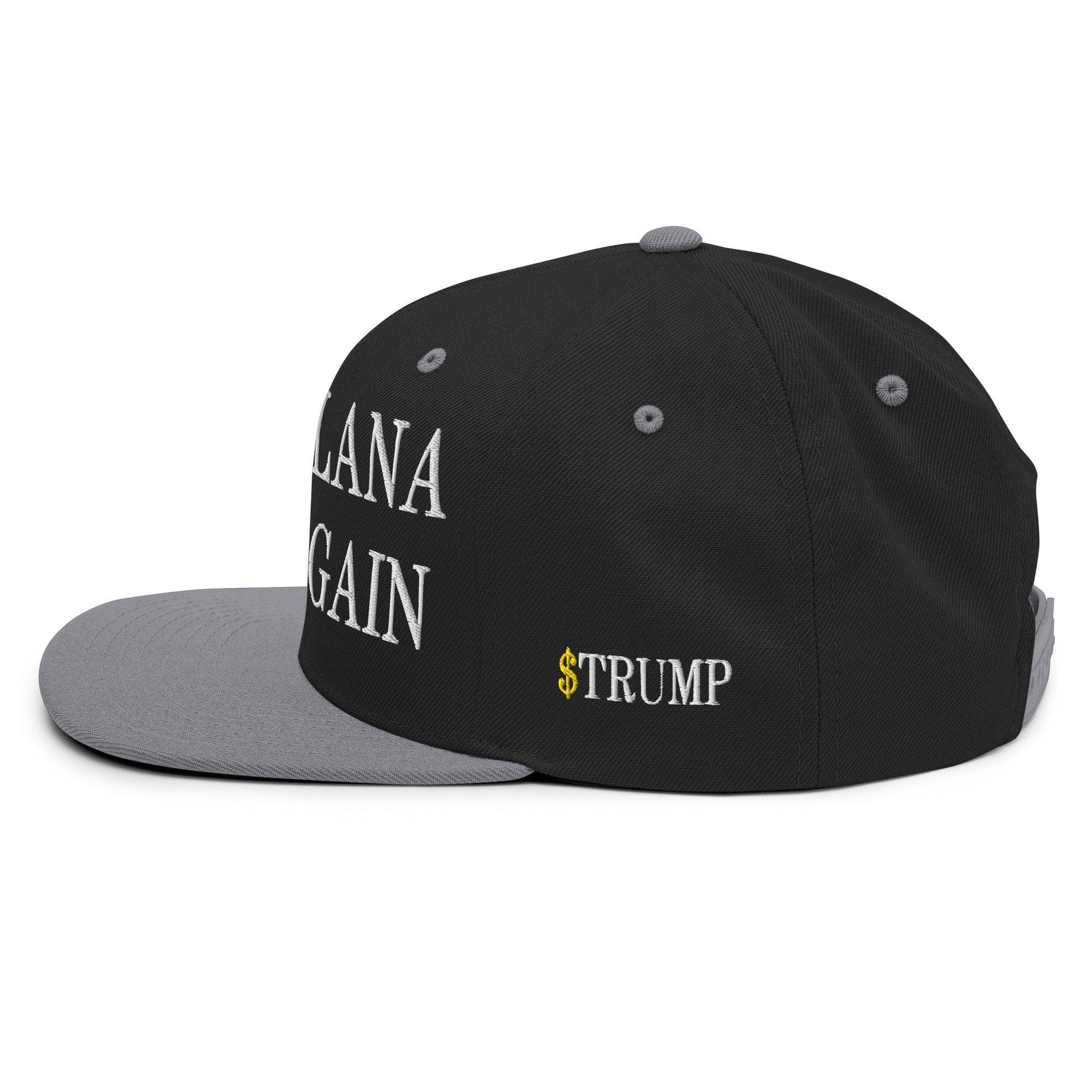 Black and gray baseball cap with Make Solana Great and Trump Meme Coin embroidery