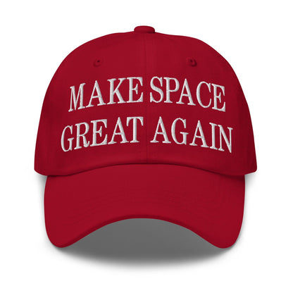 Make Space Great Again Embroidered Dad Hat - Cranberry