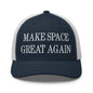 Make Space Great Again Embroidered Mesh Trucker Hat - Navy/ White
