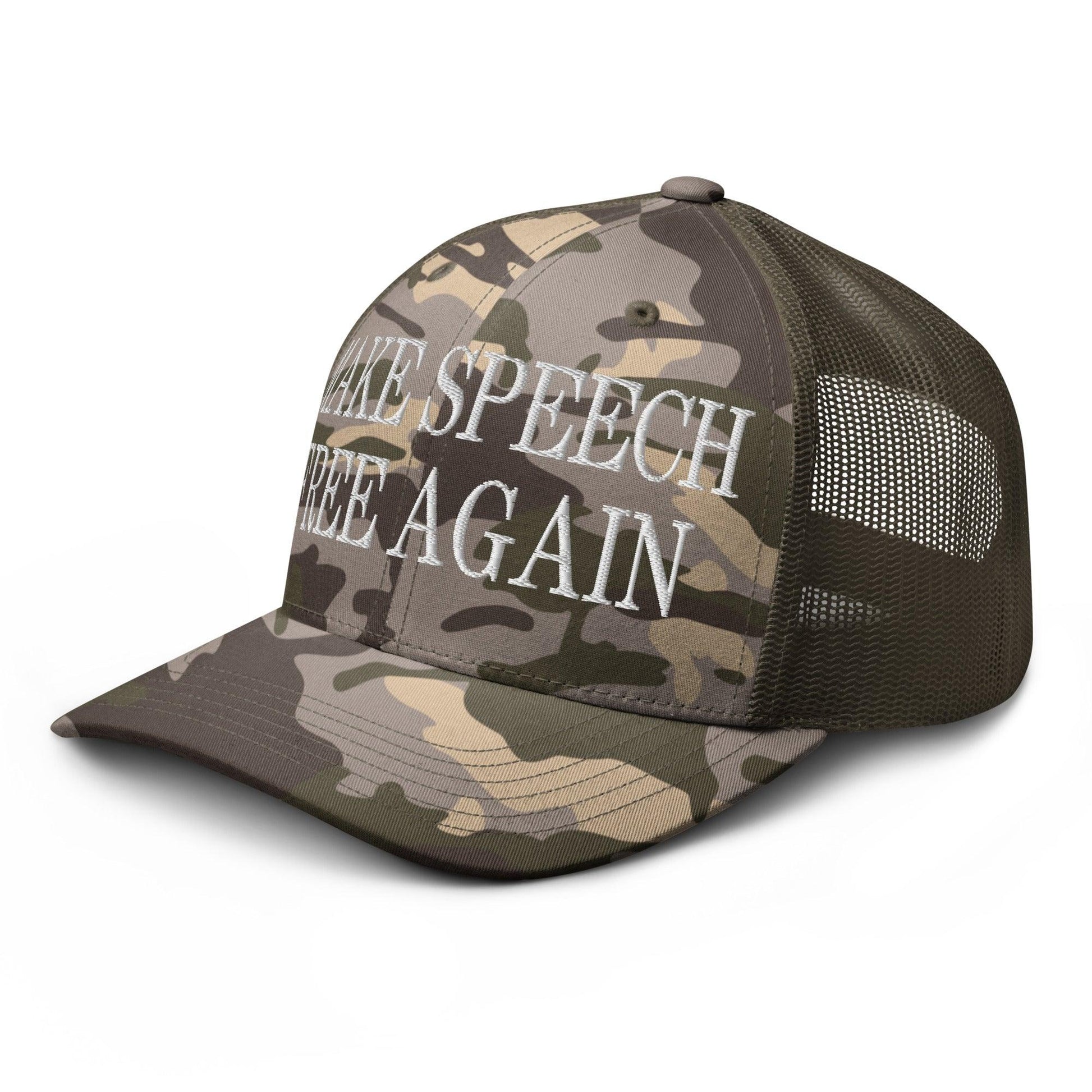 Make Speech Free Again Camo Trucker Hat - Headwear