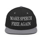 Make Speech Free Again Embroidered Flat Bill Brim Snapback Hat - Black/ Silver
