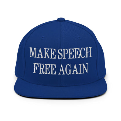 Make Speech Free Again Embroidered Flat Bill Brim Snapback Hat - Royal Blue