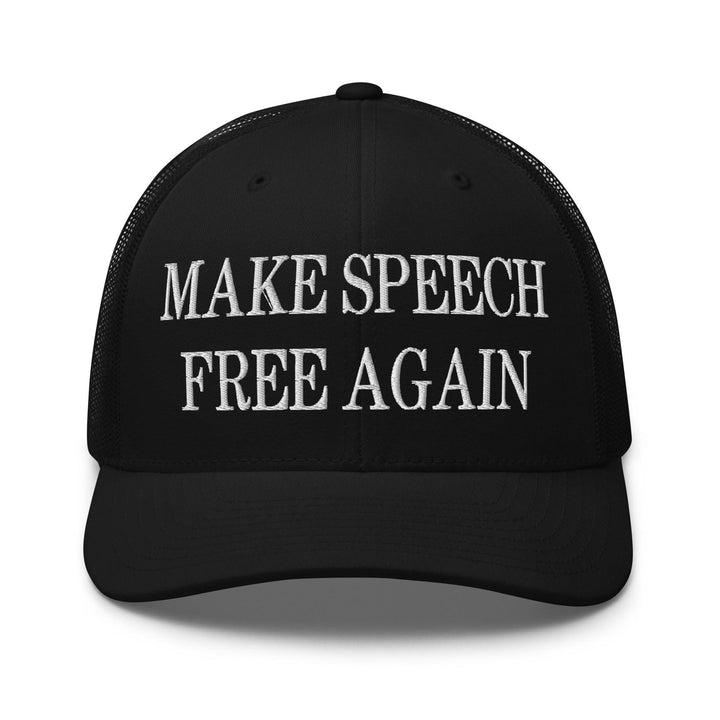 Make Speech Free Again Embroidered Mesh Trucker Hat - Black