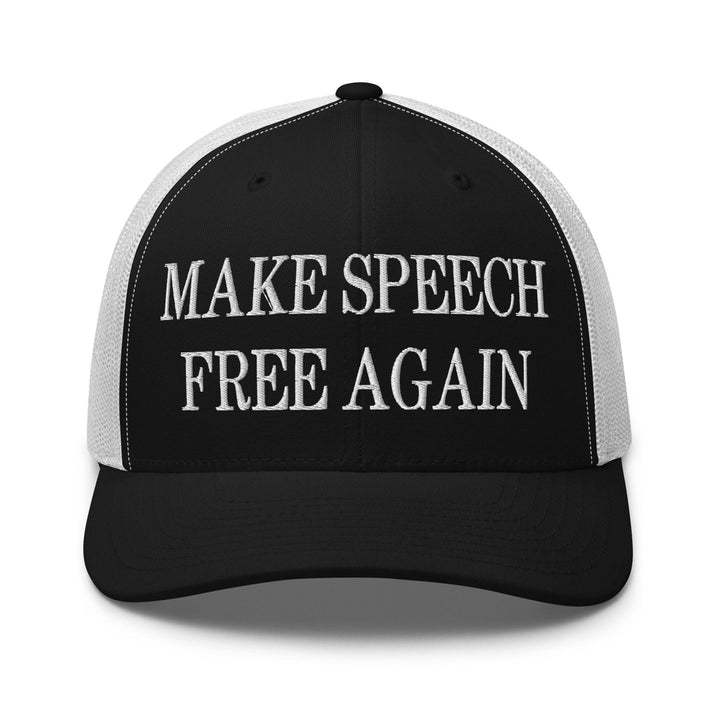 Make Speech Free Again Embroidered Mesh Trucker Hat - Black/ White