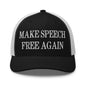 Make Speech Free Again Embroidered Mesh Trucker Hat - Black/ White