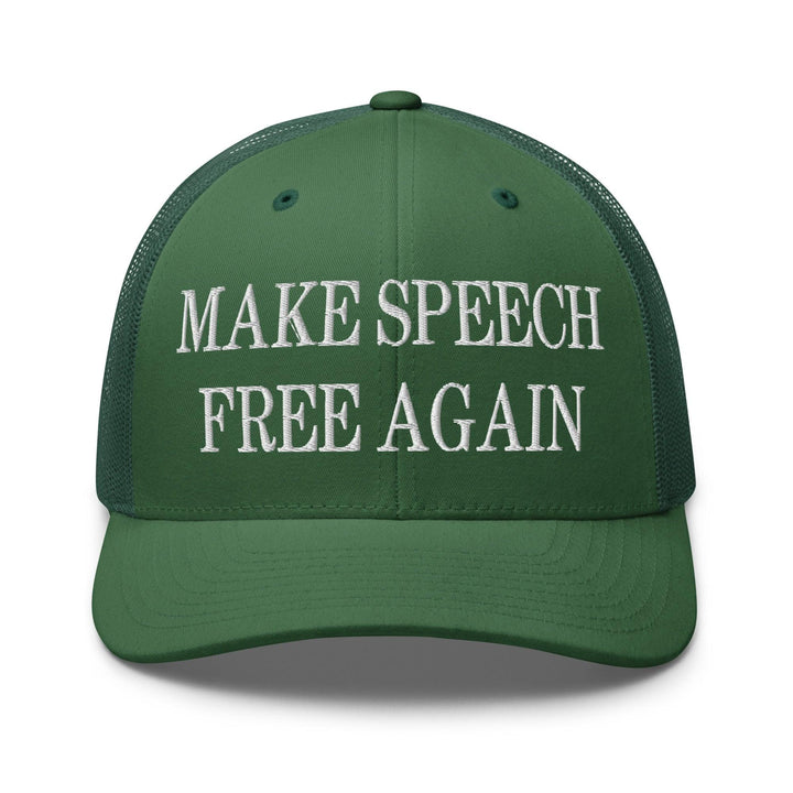 Make Speech Free Again Embroidered Mesh Trucker Hat - Evergreen