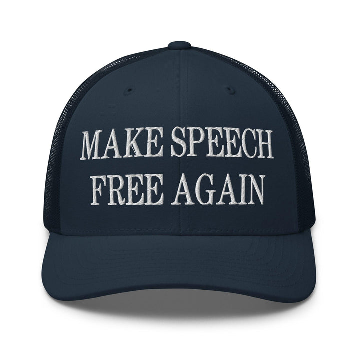 Make Speech Free Again Embroidered Mesh Trucker Hat - Navy