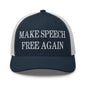 Make Speech Free Again Embroidered Mesh Trucker Hat - Navy/ White