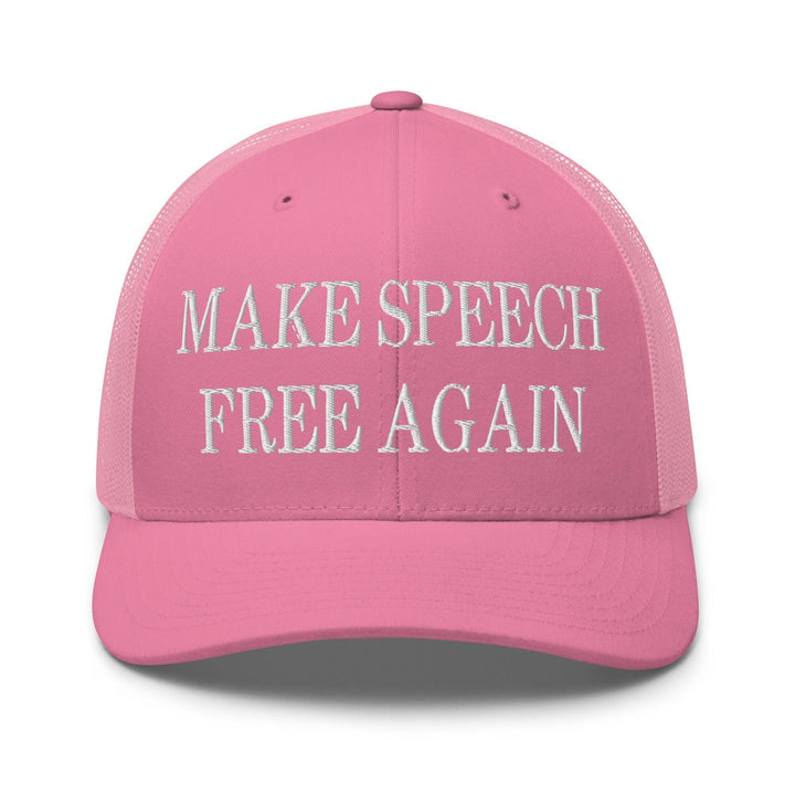 Make Speech Free Again Embroidered Mesh Trucker Hat - Pink