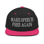 Make Speech Free Again Flat Bill Brim Snapback Hat - Black/ Neon Pink - Headwear
