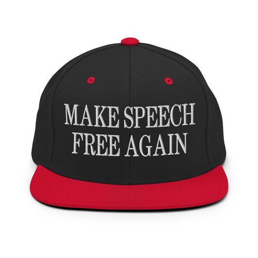 Make Speech Free Again Flat Bill Brim Snapback Hat - Black/ Red