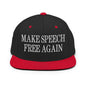 Make Speech Free Again Flat Bill Brim Snapback Hat - Black/ Red - Headwear