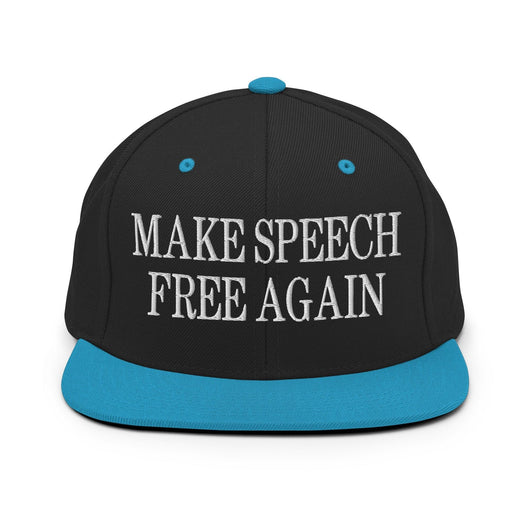 Make Speech Free Again Flat Bill Brim Snapback Hat - Black/ Teal