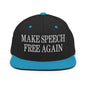 Make Speech Free Again Flat Bill Brim Snapback Hat - Black/ Teal - Headwear