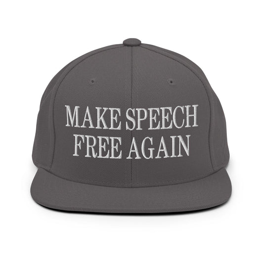 Make Speech Free Again Flat Bill Brim Snapback Hat - Dark Grey