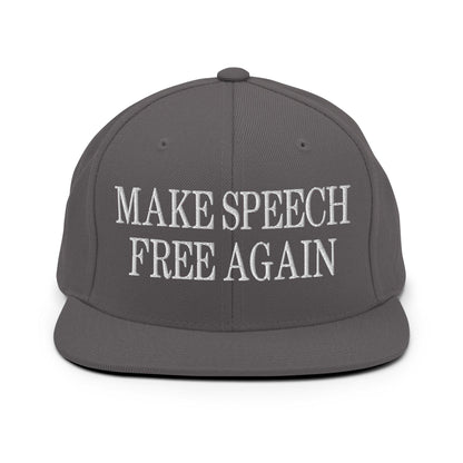 Make Speech Free Again Flat Bill Brim Snapback Hat - Dark Grey - Headwear
