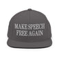 Make Speech Free Again Flat Bill Brim Snapback Hat - Dark Grey - Headwear