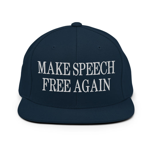 Make Speech Free Again Flat Bill Brim Snapback Hat - Dark Navy