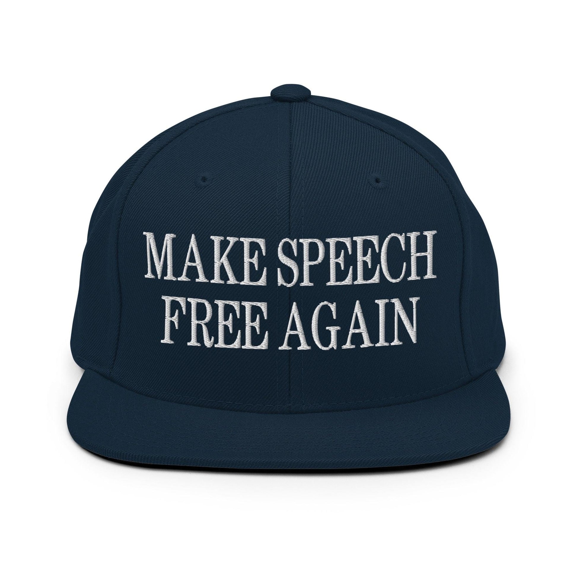 Make Speech Free Again Flat Bill Brim Snapback Hat - Dark Navy - Headwear