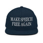 Make Speech Free Again Flat Bill Brim Snapback Hat - Dark Navy - Headwear