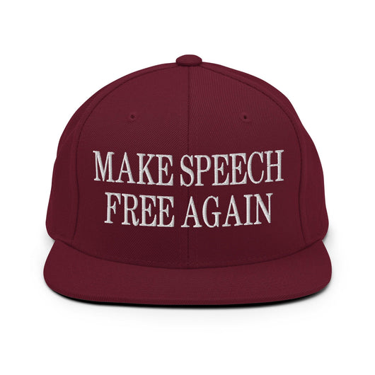 Make Speech Free Again Flat Bill Brim Snapback Hat - Maroon