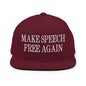 Make Speech Free Again Flat Bill Brim Snapback Hat - Maroon - Headwear
