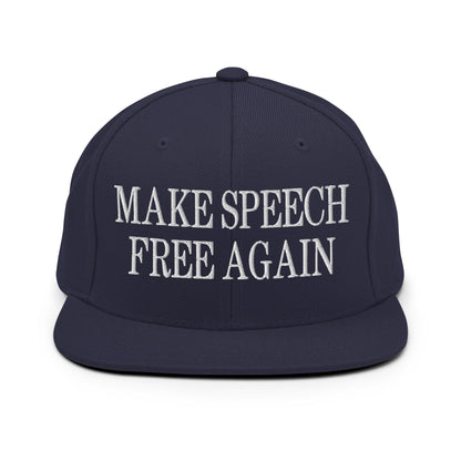Make Speech Free Again Flat Bill Brim Snapback Hat - Navy - Headwear