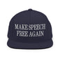 Make Speech Free Again Flat Bill Brim Snapback Hat - Navy - Headwear