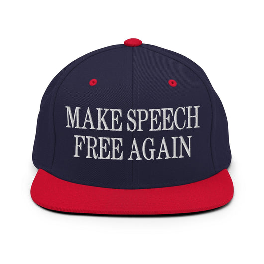 Make Speech Free Again Flat Bill Brim Snapback Hat - Navy/ Red