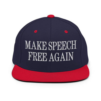 Make Speech Free Again Flat Bill Brim Snapback Hat - Navy/ Red - Headwear