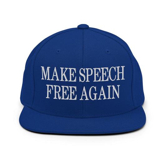 Make Speech Free Again Flat Bill Brim Snapback Hat - Royal Blue