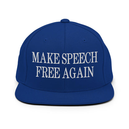 Make Speech Free Again Flat Bill Brim Snapback Hat - Royal Blue - Headwear