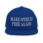 Make Speech Free Again Flat Bill Brim Snapback Hat - Royal Blue - Headwear