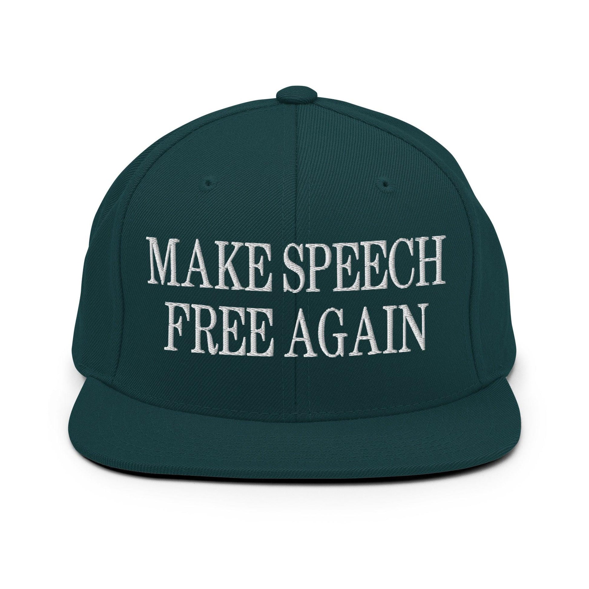 Make Speech Free Again Flat Bill Brim Snapback Hat - Spruce - Headwear