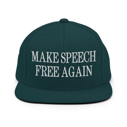 Make Speech Free Again Flat Bill Brim Snapback Hat - Spruce - Headwear
