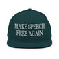Make Speech Free Again Flat Bill Brim Snapback Hat - Spruce - Headwear