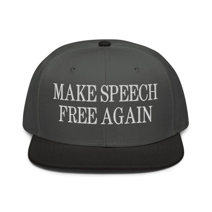 Make Speech Free Again High Crown Snapback Hat - Black / Charcoal gray / Headwear